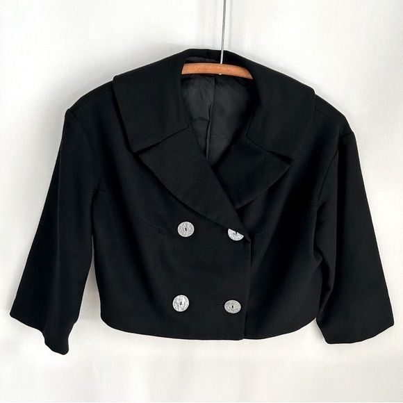 Vintage Jackets & Coats Vintage Double Breasted Black Wool Cropped